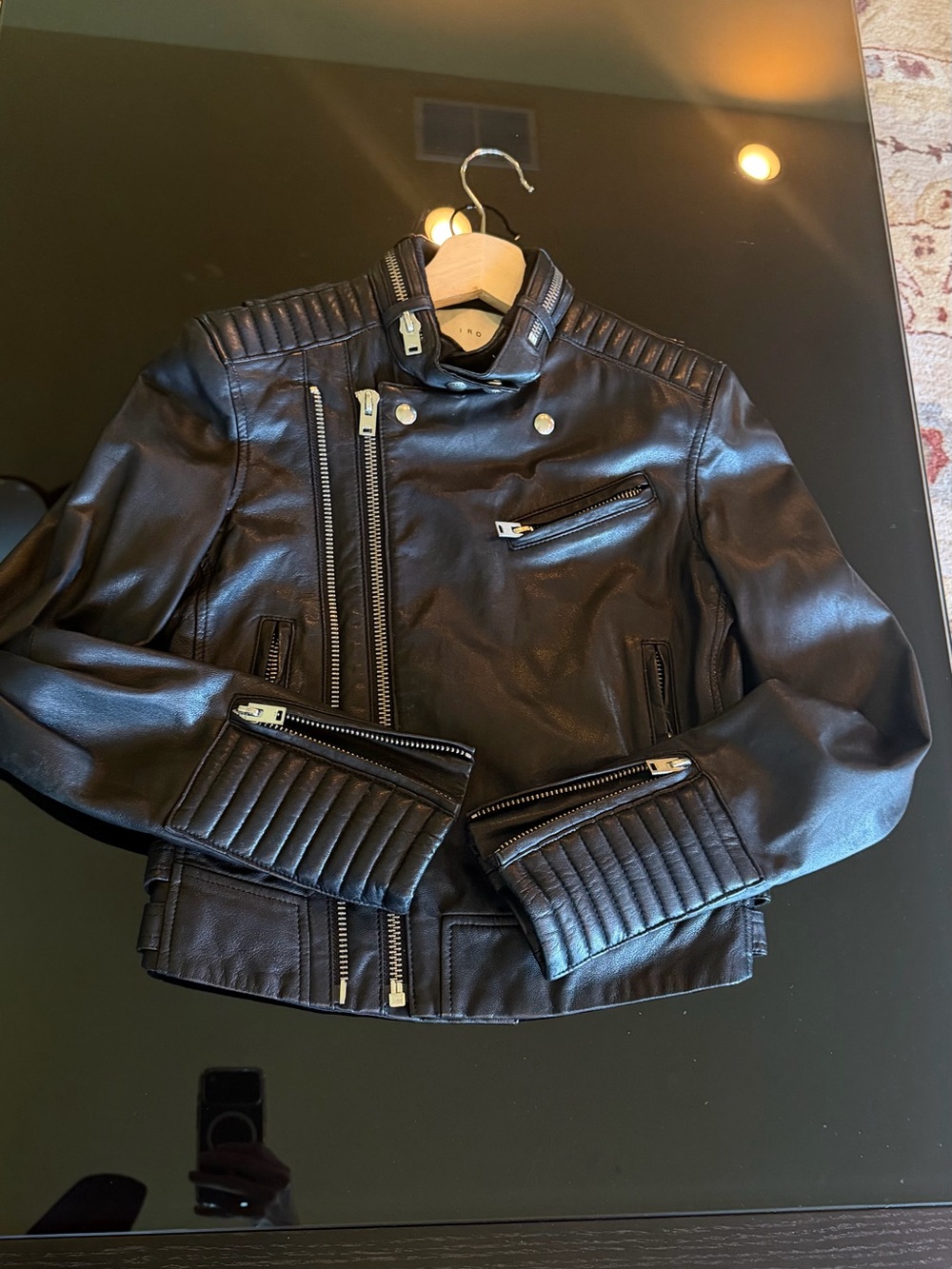IRO - Black Lambskin Leather Moto Jacket